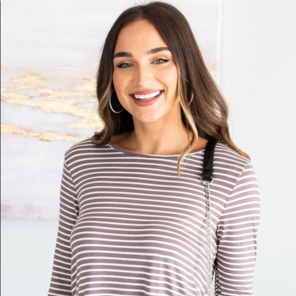 SOFT MOCHA STRIPED TOP - Picture 2 of 10